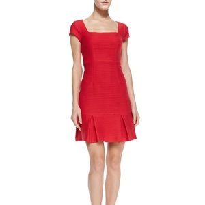 Nanette Lepore Dedicate Pintucked Sheath Dress in Cherry Red